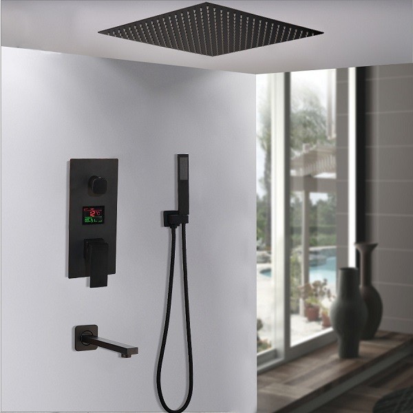 Sen tắm nhiệt độ âm tường màu đen DAELIM_ DL4040BL -1 (Bát trần 400x400mm)